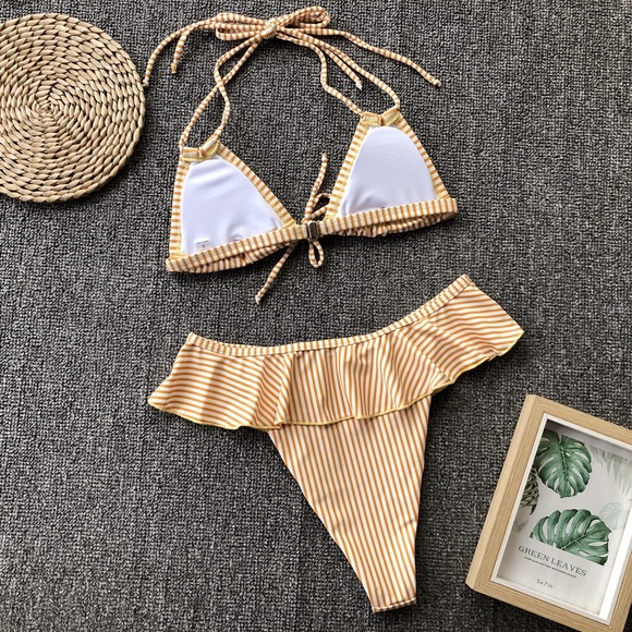 Canary Stripe Tamarindo Ruffle High Waist Bikini - Picture 4 of 8